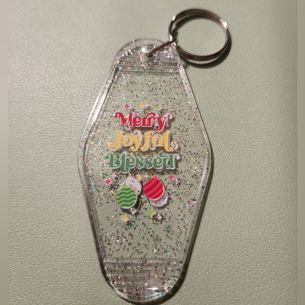 Festive Keychain with Colorful Text - Picture 2 of 3